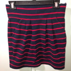 Blue & red striped skirt with pockets size medium